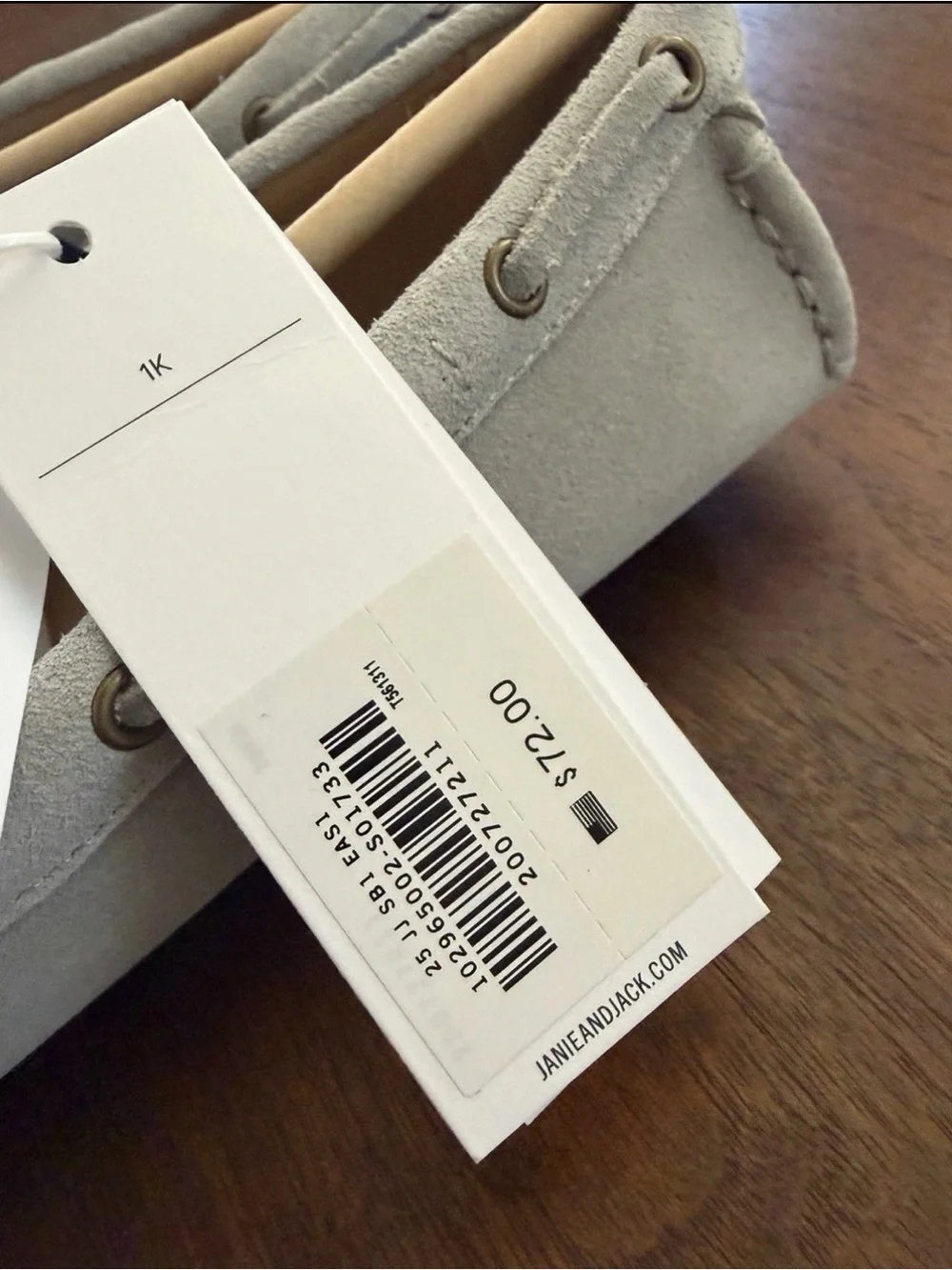Janie and Jack Light Gray Suede Tie-Detail Loafers